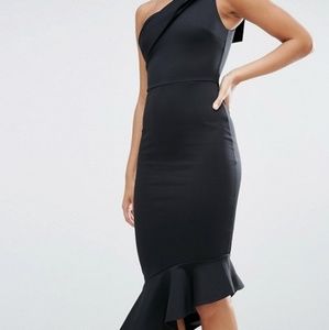 ASOS Scuba One Shoulder Peplum Midi Dress
